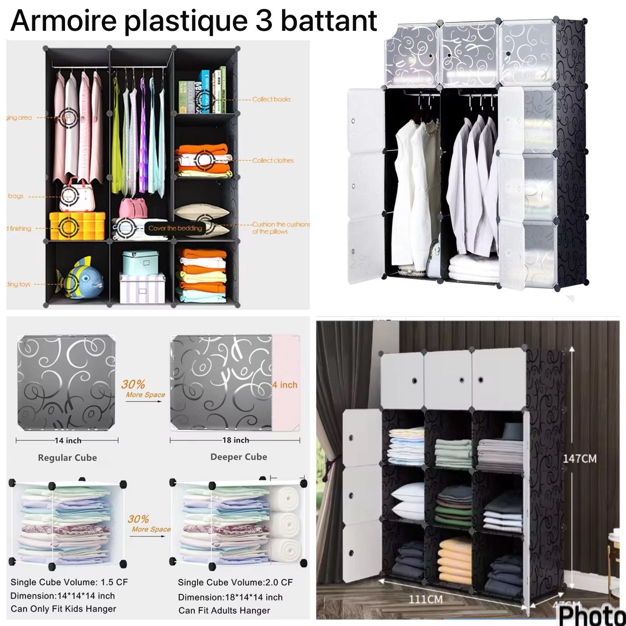 Armoire à 3 battants